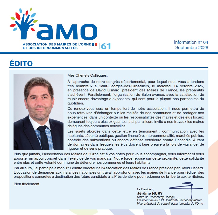 Lettre d’information n°64 – Septembre 2026